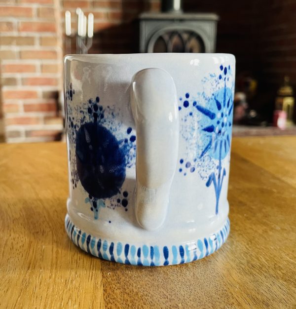 Mugs. Hand Painted Blue Dandelion Mug, Ceramic Pottery Shop, Gifts for Friends and Family - Image 5