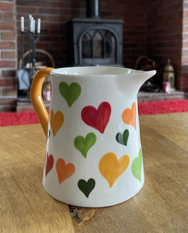 Hand Painted, Orange, Yellow, Green, Red, Big Heart, Jug. Small, Ceramic, Pottery, Gifts for Friends and Family - Image 5