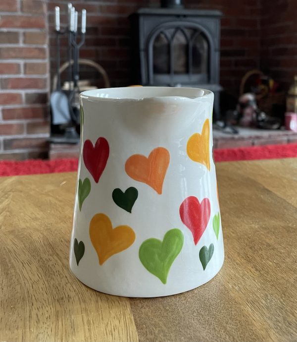 Hand Painted, Orange, Yellow, Green, Red, Big Heart, Jug. Small, Ceramic, Pottery, Gifts for Friends and Family - Image 2