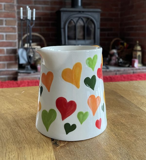 Hand Painted, Orange, Yellow, Green, Red, Big Heart, Jug. Small, Ceramic, Pottery, Gifts for Friends and Family - Image 3