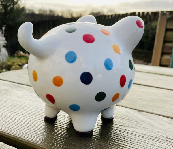 Multicoloured Spot Piggy Bank. Hand Painted Piggy Bank, Medium, Ceramic Pottery Shop, Gifts for Children - Image 6