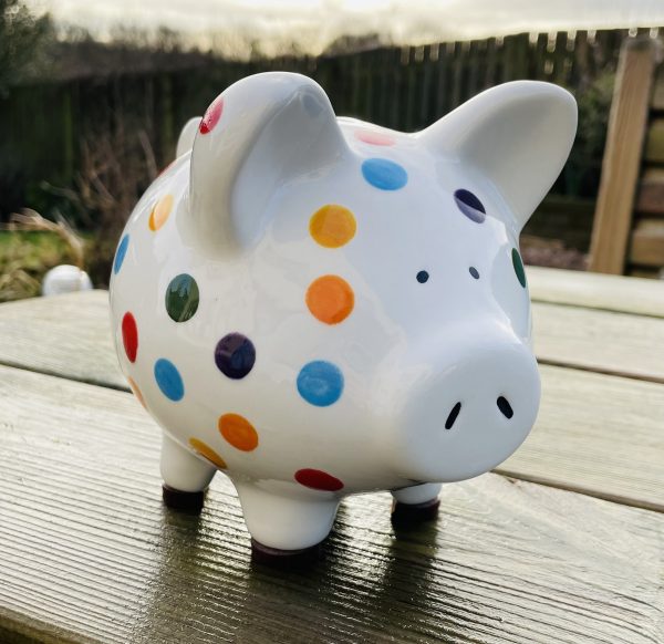 Multicoloured Spot Piggy Bank. Hand Painted Piggy Bank, Medium, Ceramic Pottery Shop, Gifts for Children - Image 7