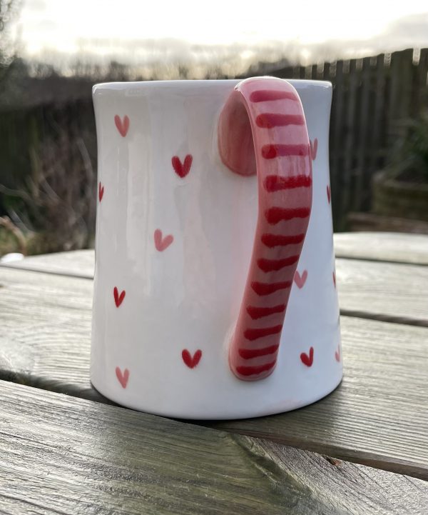 Hand Painted, White, Pink, Red, Sweet Heart, Milk, Jug, Small, Ceramic, Pottery, Gifts for Friends and Family - Image 3