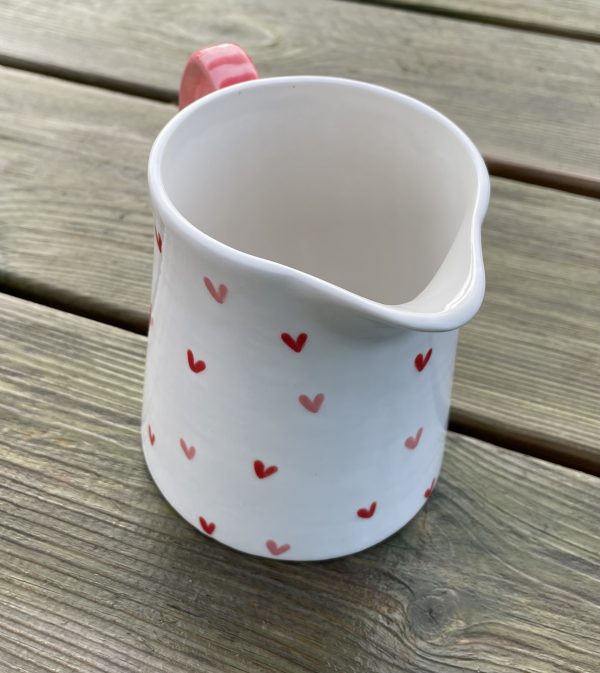 Hand Painted, White, Pink, Red, Sweet Heart, Milk, Jug, Small, Ceramic, Pottery, Gifts for Friends and Family - Image 6