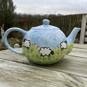 Springtime Sheep Design Teapot, Ceramic Pottery Shop, Gifts for Friends and Family
