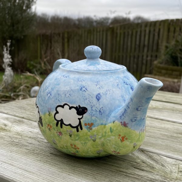 Springtime Sheep Design Teapot, Ceramic Pottery Shop, Gifts for Friends and Family - Image 4
