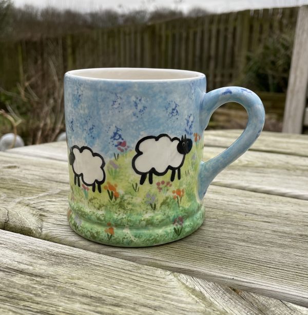 Mugs. Hand Painted Spring Sheep, Lambs, Mug, Ceramic Pottery Shop, Gifts for Friends and Family - Image 4