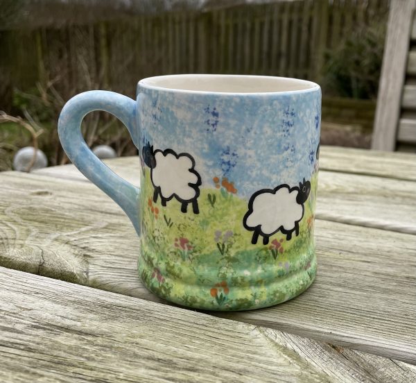 Mugs. Hand Painted Spring Sheep, Lambs, Mug, Ceramic Pottery Shop, Gifts for Friends and Family - Image 2