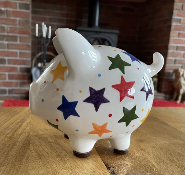 Multicoloured Star, Piggy Bank, Hand Painted, Baptism, Christening, Ceramic Pottery, Gifts for Children, Medium - Image 4