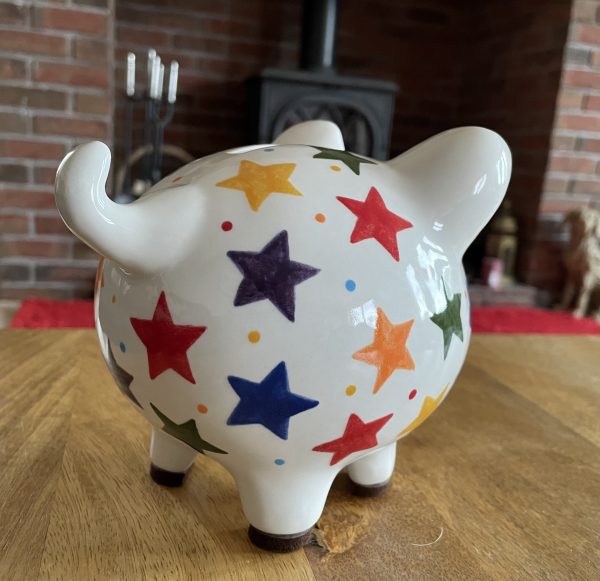Multicoloured Star, Piggy Bank, Hand Painted, Baptism, Christening, Ceramic Pottery, Gifts for Children, Medium - Image 3