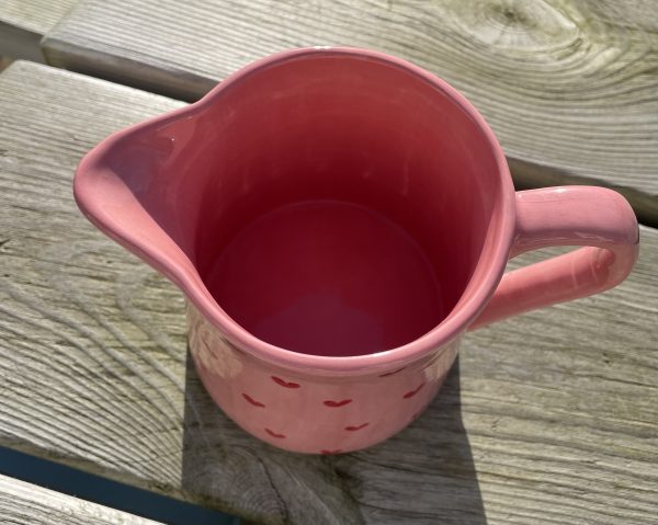 Hand Painted, Small, Pink, Jug, Red Hearts, Ceramic, Pottery, Gifts for Friends and Family - Image 6