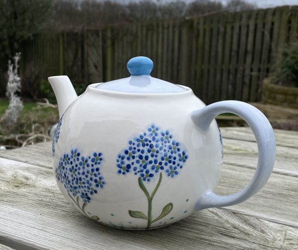 Hand Painted, Blue, White, Hydrangea, Teapot, Ceramic, Pottery, Gifts for Friends and Family - Image 6