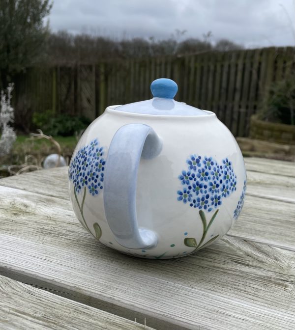 Hand Painted, Blue, White, Hydrangea, Teapot, Ceramic, Pottery, Gifts for Friends and Family - Image 5
