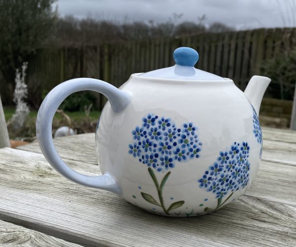 Hand Painted, Blue, White, Hydrangea, Teapot, Ceramic, Pottery, Gifts for Friends and Family - Image 4