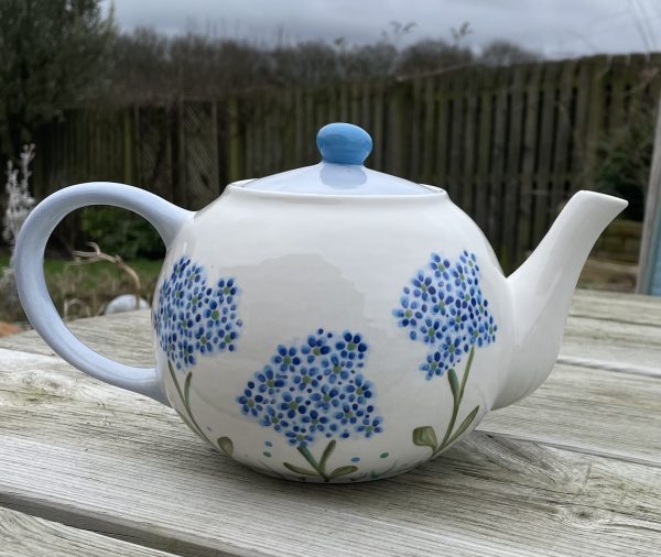 Hand Painted, Blue, White, Hydrangea, Teapot, Ceramic, Pottery, Gifts for Friends and Family - Image 3