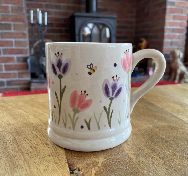 Purple and Pink, Tulip Garden, Mug, Hand Painted, Ceramic Pottery Shop, Gifts for Friends and Family, Mum - Image 2