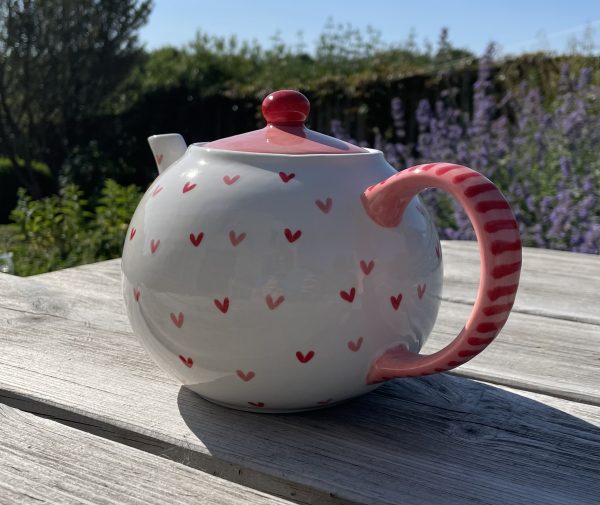 Hand Painted, White, Red, Pink, Sweet Heart, Teapot, Ceramic, Pottery, Gifts for Friends and Family - Image 3