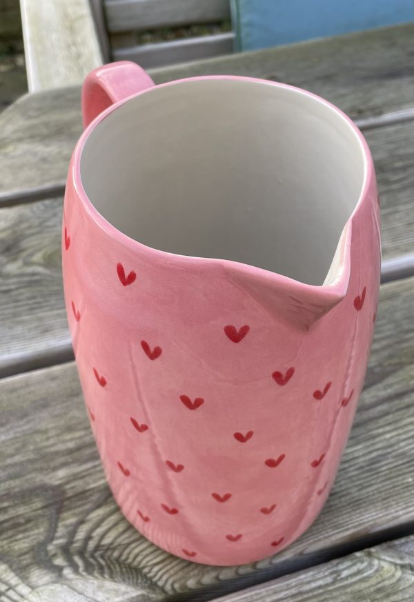 Large Jug, Pink, Red, Sweetheart, Vase, Ceramic, Pottery, Gifts for Friends and Family - Image 3