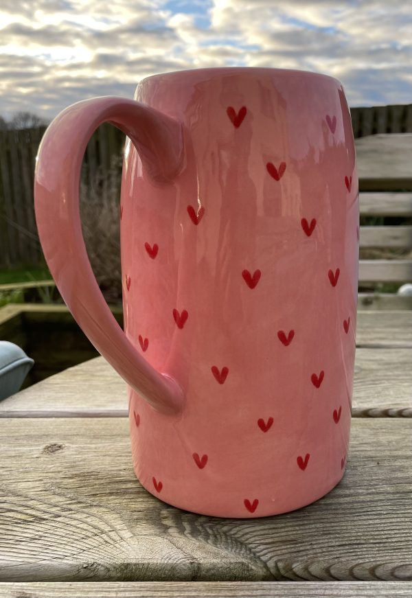 Large Jug, Pink, Red, Sweetheart, Vase, Ceramic, Pottery, Gifts for Friends and Family - Image 4
