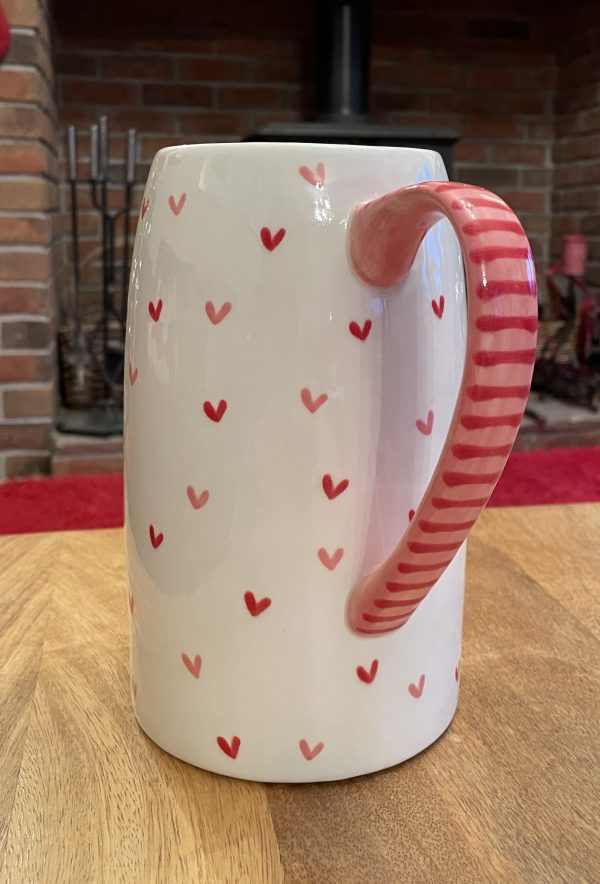 Large, Hand Painted, White, Red and Pink Sweetheart Design Jug,  Ceramic, Pottery, Gifts for Friends and Family - Image 3