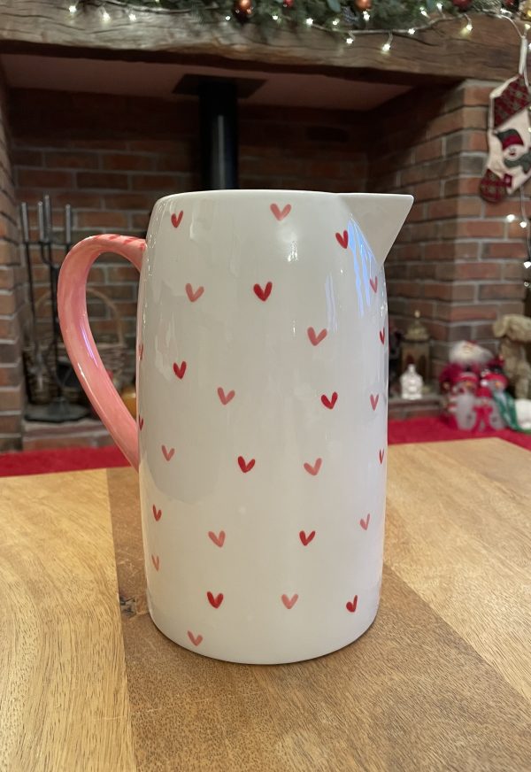 Large, Hand Painted, White, Red and Pink Sweetheart Design Jug,  Ceramic, Pottery, Gifts for Friends and Family - Image 5