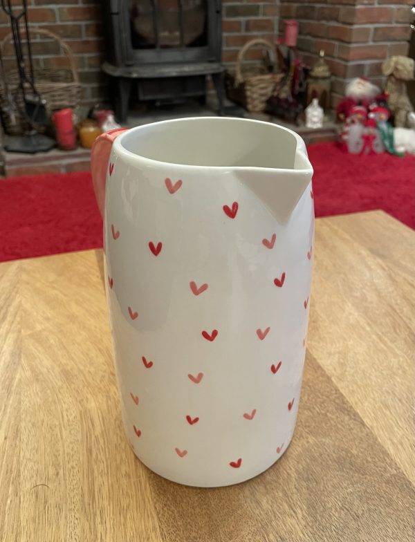 Large, Hand Painted, White, Red and Pink Sweetheart Design Jug,  Ceramic, Pottery, Gifts for Friends and Family - Image 6