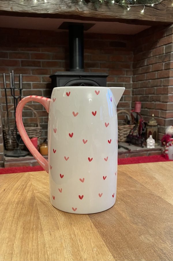 Large, Hand Painted, White, Red and Pink Sweetheart Design Jug,  Ceramic, Pottery, Gifts for Friends and Family - Image 7