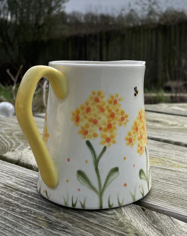 Hand Painted, Small Jug, White with a Yellow Hydrangea Design, Ceramic Pottery Shop, Gifts for Friends and Family - Image 2