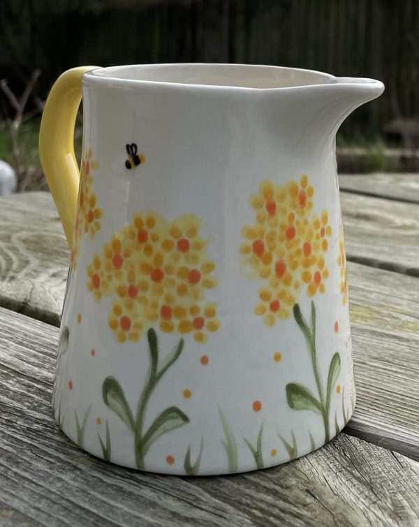 Hand Painted, Small Jug, White with a Yellow Hydrangea Design, Ceramic Pottery Shop, Gifts for Friends and Family - Image 3