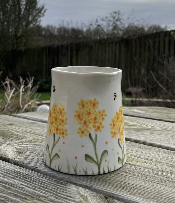 Hand Painted, Small Jug, White with a Yellow Hydrangea Design, Ceramic Pottery Shop, Gifts for Friends and Family - Image 4