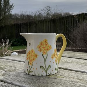 Hand Painted, Small Jug, White with a Yellow Hydrangea Design, Ceramic Pottery Shop, Gifts for Friends and Family