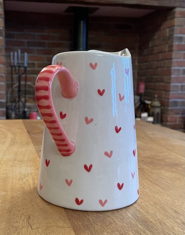 Hand Painted, White, Red, Pink, Sweet Heart, Jug, Medium, Ceramic, Pottery, Gifts for Friends and Family - Image 4