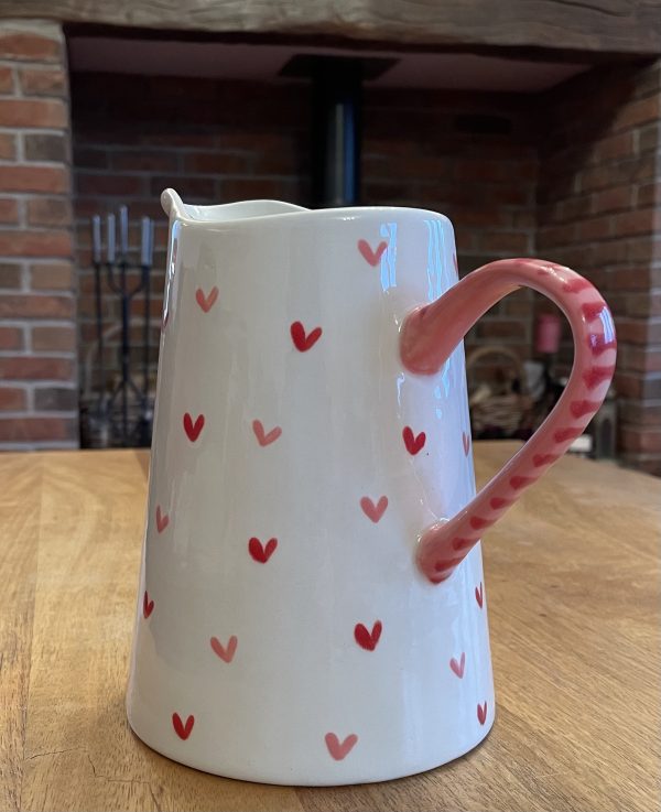 Hand Painted, White, Red, Pink, Sweet Heart, Jug, Medium, Ceramic, Pottery, Gifts for Friends and Family - Image 5